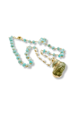 Amazonite and Pearl Shell Necklace