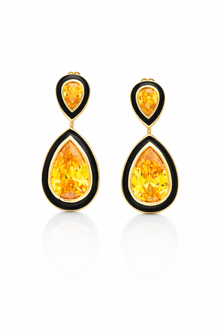 Yellow Swarovski crystal drop earrings in gold setting by Amanda Marcucci