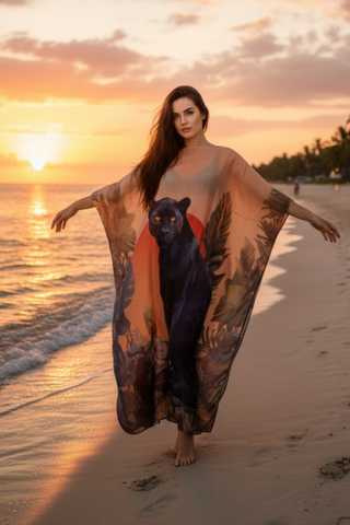 Black panther print luxury resort wear garment – Amanda Marcucci
