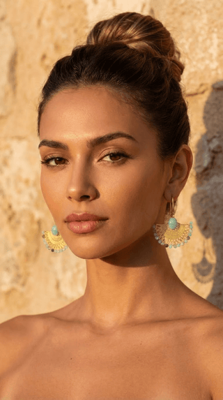 Amazonite lotus earrings in vermeil gold – Amanda Marcucci