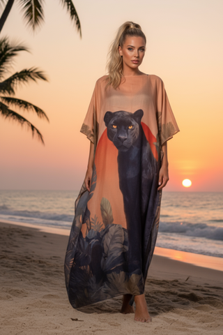 Black panther print luxury resort wear garment – Amanda Marcucci