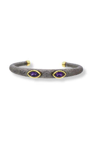 Elephant Bangle with Amethyst Eyes