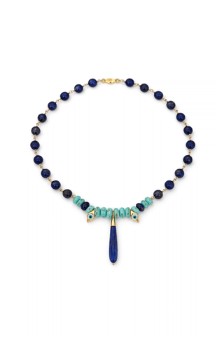 Turquoise and lapis lazuli evil eye collar necklace – Amanda Marcucci