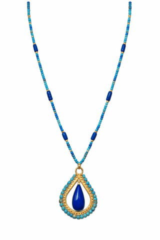 Long lapis lazuli and turquoise beaded necklace – Amanda Marcucci