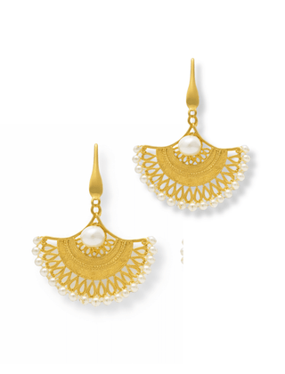 Gold and pearl lotus earrings – Amanda Marcucci jewellery