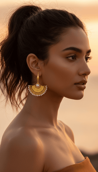 Gold and pearl lotus earrings – Amanda Marcucci jewellery