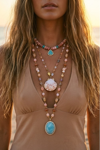 Pink amazonite and opal collar necklace – Amanda Marcucci jewellery