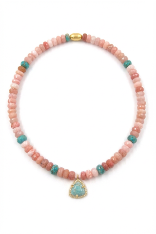 Pink amazonite and opal collar necklace – Amanda Marcucci jewellery
