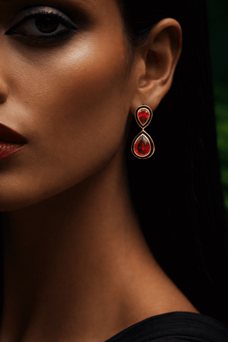 Red Swarovski crystal two-drop earrings – Amanda Marcucci