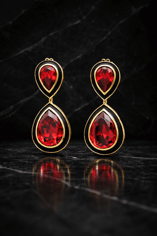 Red Swarovski crystal two-drop earrings – Amanda Marcucci