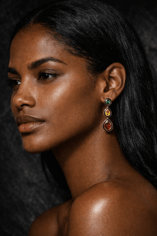 Zion 3-Drop Crystal Earrings – Swarovski Crystals, Gold-Plated Sterling Silver