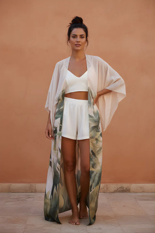 Cream tiger luxury resort wear garment – Amanda Marcucci