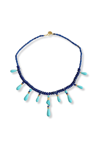 Turquoise and lapis lazuli evil eye collar necklace – Amanda Marcucci
