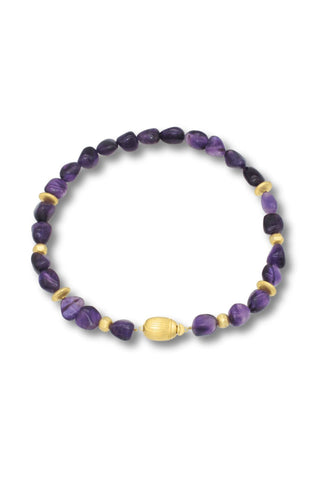 Amethyst Necklace for women with Gold Scarab focal point.