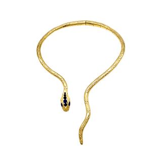 Gold and Lapis Goddess Wadjet Serpent Necklace - Amanda Marcucci 