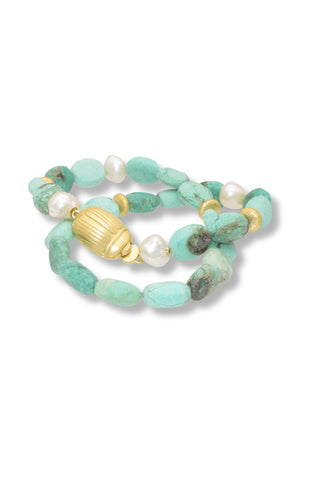 Amazonite and Pearl Scarab Collar