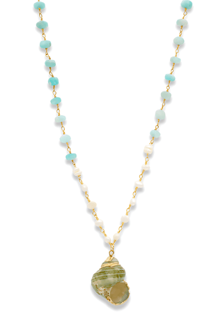 Amazonite and Pearl Shell Necklace - Amanda Marcucci 