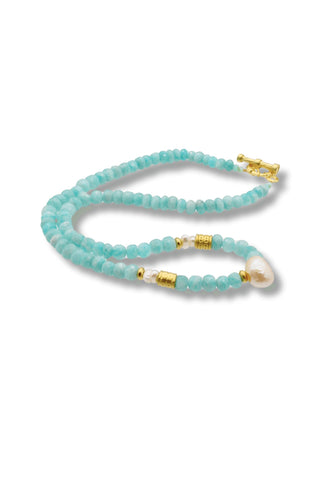 Amazonite Collar Necklace with pearls
