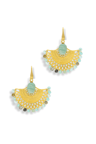 Amazonite Lotus Earrings Vermeil Gold – handcrafted Italian jewellery by Amanda Marcucci, Florence.