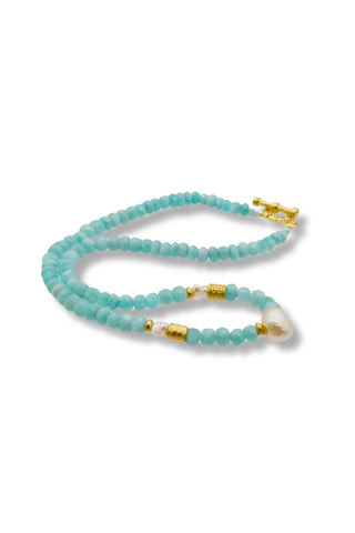 Amazonite Pearl Necklace – handcrafted Italian jewellery by Amanda Marcucci, Florence.