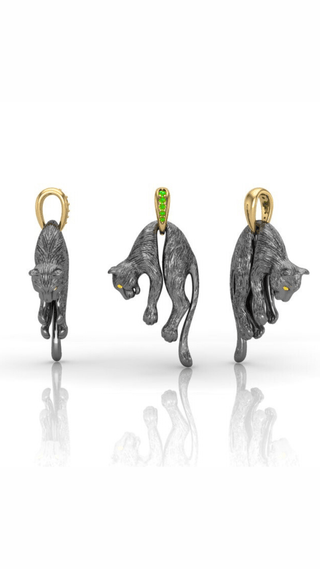 Black Panther pendant with yellow sapphire eyes – Amanda Marcucci