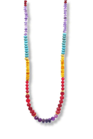 Colorburst Gemstone Beaded Necklace with Gold Toggle Clasp – handcrafted Italian jewellery by Amanda Marcucci, Florence.