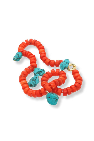 Coral Turquoise Collar Necklace – handcrafted Italian jewellery by Amanda Marcucci, Florence.