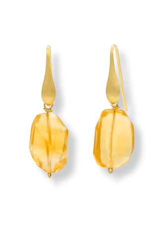 Freeform Citrine Drop Earrings – handcrafted Italian jewellery by Amanda Marcucci, Florence.