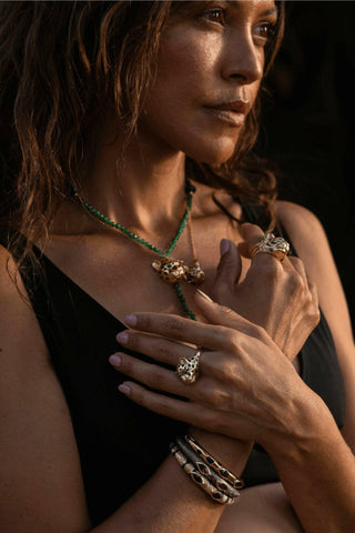 Gold Panther Ring with Emerald Eyes - Amanda Marcucci 