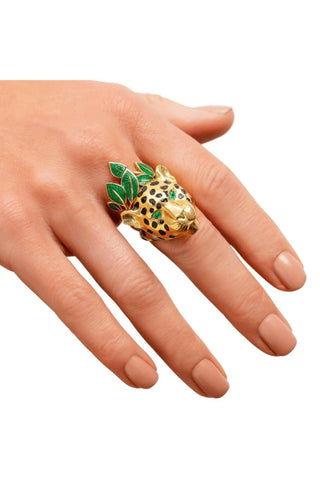 Green Enamel Leaf Ring – handcrafted Italian jewellery by Amanda Marcucci, Florence.