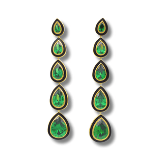 Green Swarovski 5 Drop Earrings – handcrafted Italian jewellery by Amanda Marcucci, Florence.