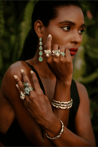 Green Swarovski 5 Drop Earrings – handcrafted Italian jewellery by Amanda Marcucci, Florence.