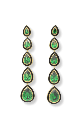 Green Swarovski 5 Drop Earrings – handcrafted Italian jewellery by Amanda Marcucci, Florence.