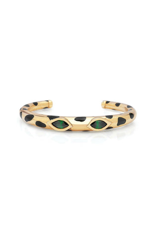 Jaguar Bangle with Diopside Eyes – handcrafted Italian jewellery by Amanda Marcucci, Florence.