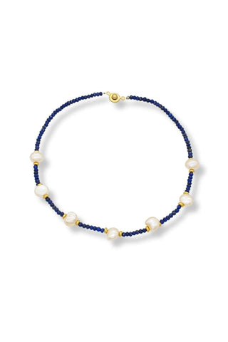 Lapis Lazuli Pearl Collar – handcrafted Italian jewellery by Amanda Marcucci, Florence.