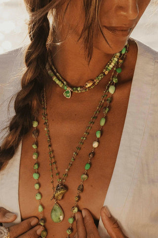 Peridot Leaf Forest Necklace – handcrafted Italian jewellery by Amanda Marcucci, Florence.