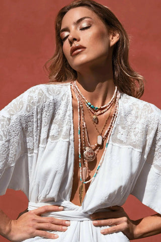 Pink & Blue Opal Feather Necklace – handcrafted Italian jewellery by Amanda Marcucci, Florence.