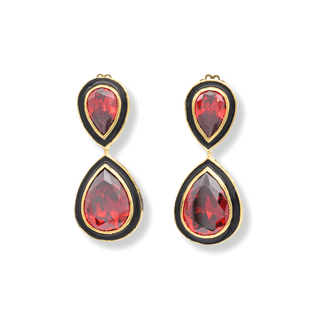Red Swarovski 2 Drop Crystal Earrings – handcrafted Italian jewellery by Amanda Marcucci, Florence.