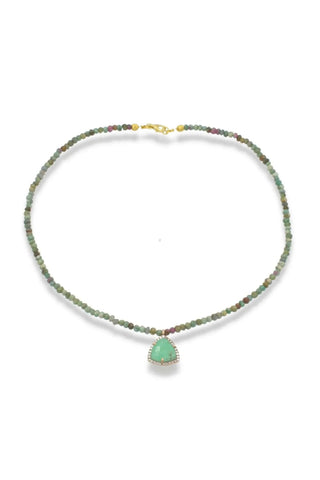Ruby Zoisite Pavé Necklace – handcrafted Italian jewellery by Amanda Marcucci, Florence.