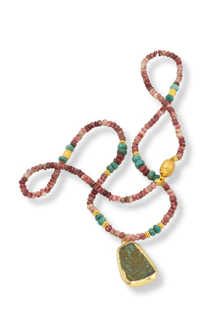 Thulite & Chrysoprase Necklace – handcrafted Italian jewellery by Amanda Marcucci, Florence.