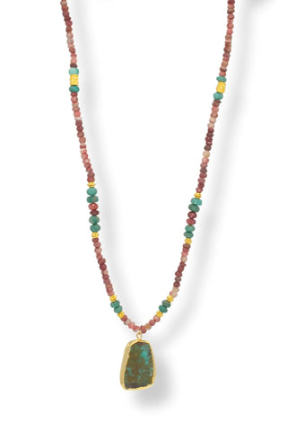 Thulite & Chrysoprase Necklace – handcrafted Italian jewellery by Amanda Marcucci, Florence.