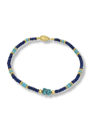 Turquoise and Lapis Bead Collar – handcrafted Italian jewellery by Amanda Marcucci, Florence.