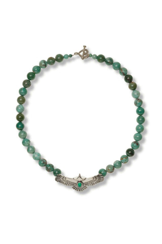 Turquoise Necklace with Silver Eagle – handcrafted Italian jewellery by Amanda Marcucci, Florence.