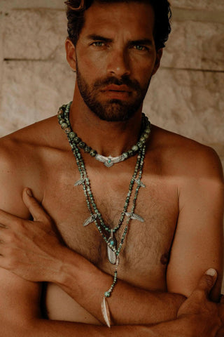 Turquoise Necklace with Silver Eagle – handcrafted Italian jewellery by Amanda Marcucci, Florence.