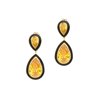 Yellow Swarovski 2 Drop Crystal Earrings – handcrafted Italian jewellery by Amanda Marcucci, Florence.